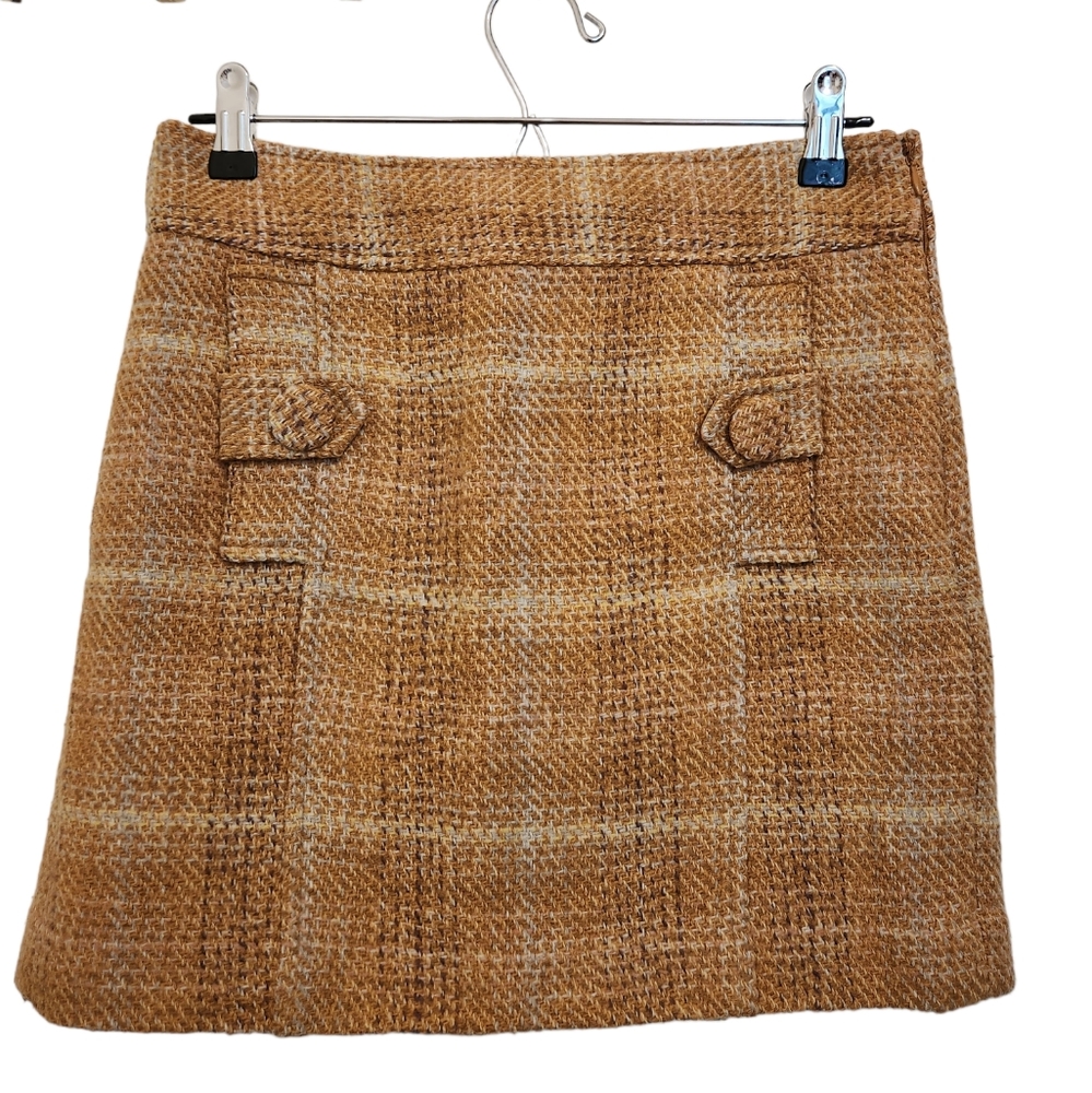 Banana Republic Yellow Plaid Tweed Skirt Size 0